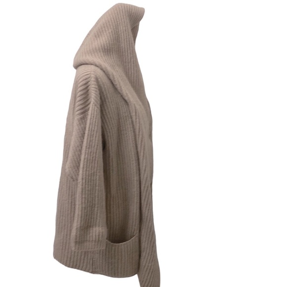 Team Club handmade wool blend taupe knit hooded cardigan/ jacket. Size S/M. - Picture 2 of 10